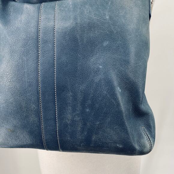 Vintage Y2k Coach Legacy Slim Hobo Shoulder Bag Convertible Leather Blue 9188 - Picture 6 of 12